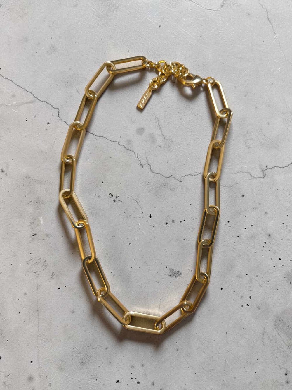 Matte Gold Paperclip Necklace - Modern Link Chain
